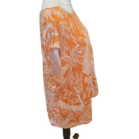 Rachel Zoe Orange and White Cap Sleeve Floral Casual Top in Size XL - Picture 2 of 4